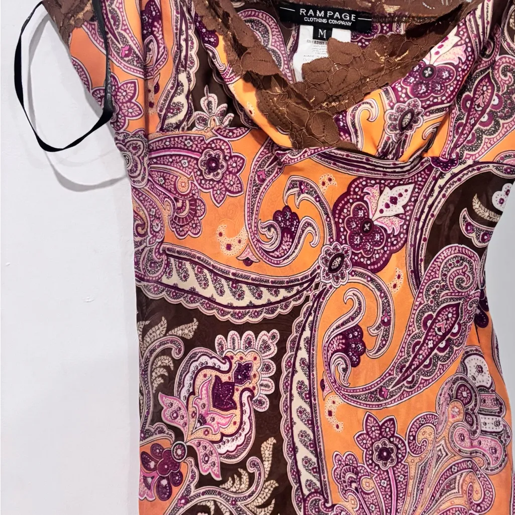 Rampage Orange and Brown Paisley Camisole - Image 10