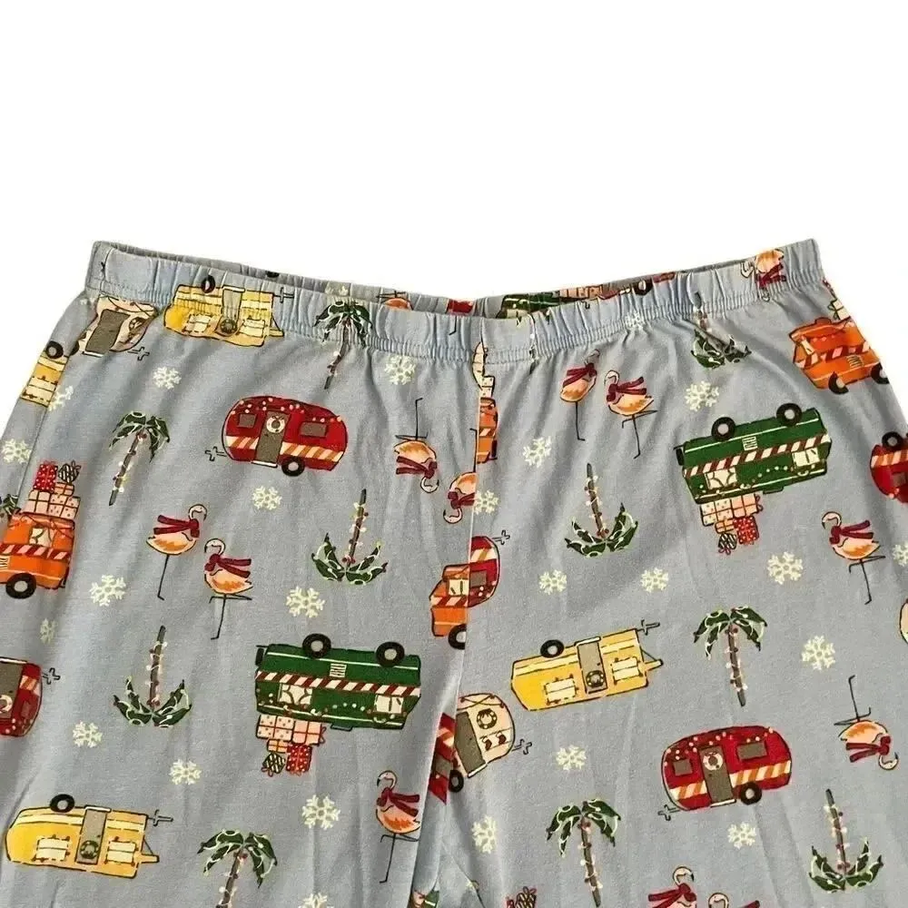 Secret Treasures Blue Holiday Print Soft Pajama Bottoms Capri Pants SZ L - Image 2
