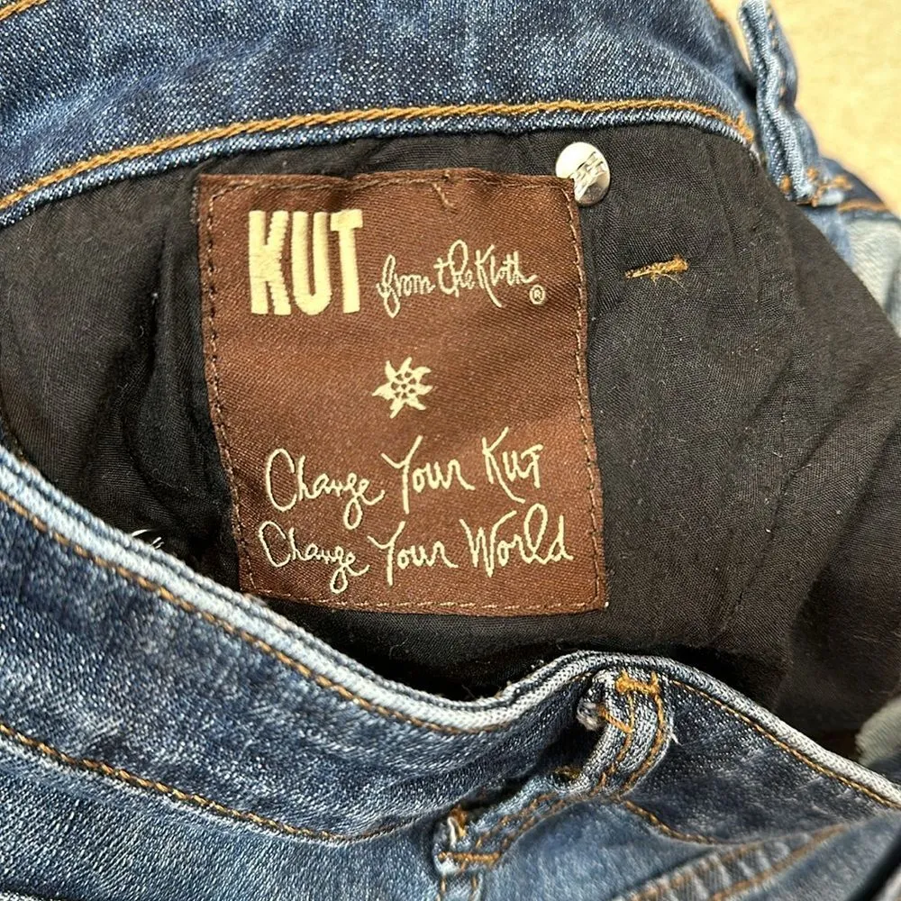 Kut from the Kloth Women Rolled Raw Hem Cropped Medium Wash Jeans Denim Size 2 - Image 9