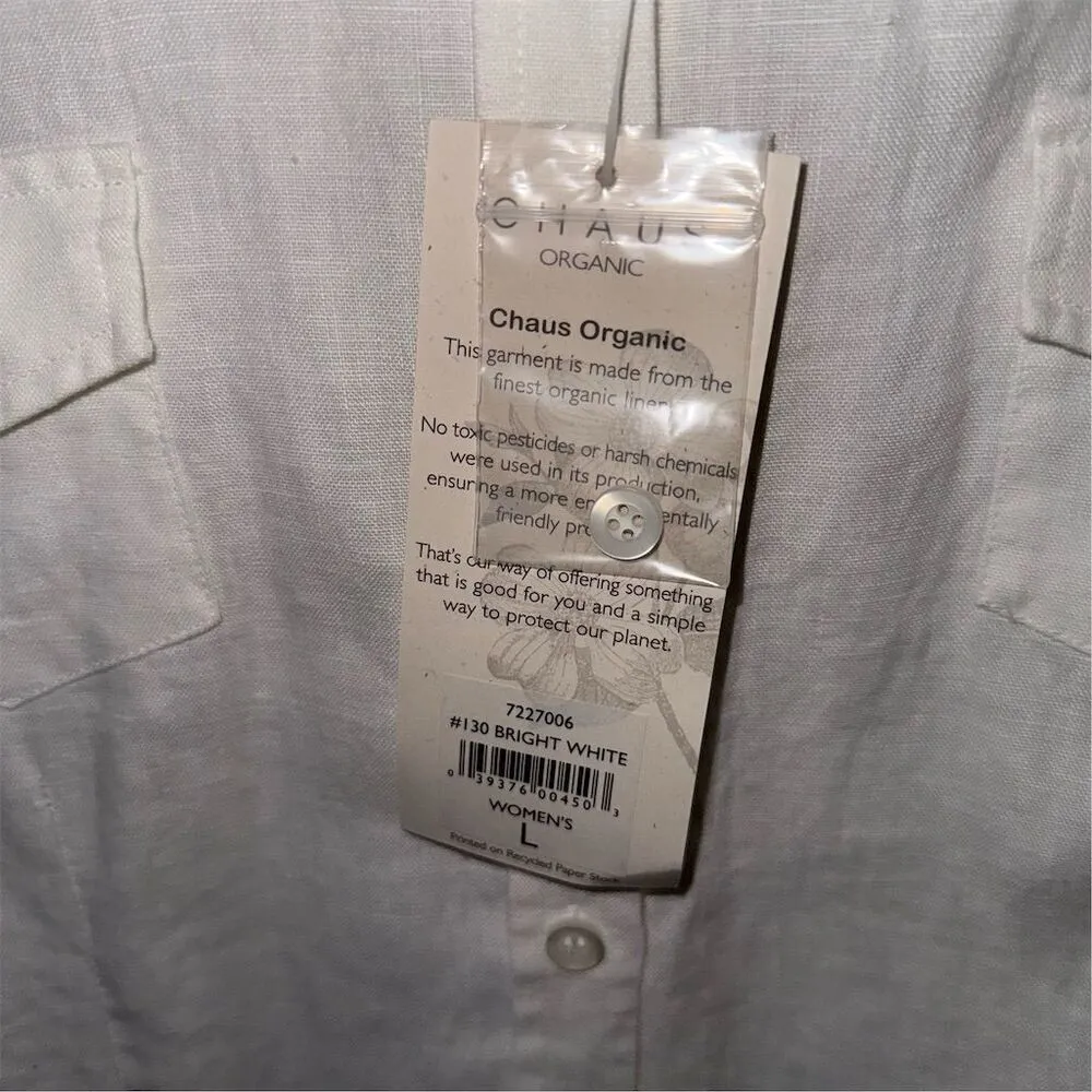 CHAUS Organic Linen Women's White Button - Image 6
