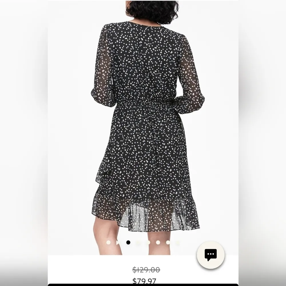 Banana Republic L/S polka dot dress, Liliac & light purple dots on black - Image 6