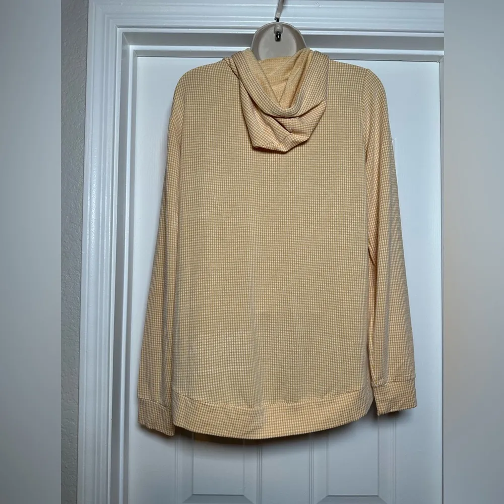 Vintage Original Weatherproof Yellow Checkered Light Women’s Long Sleeve Hoodie - Image 7