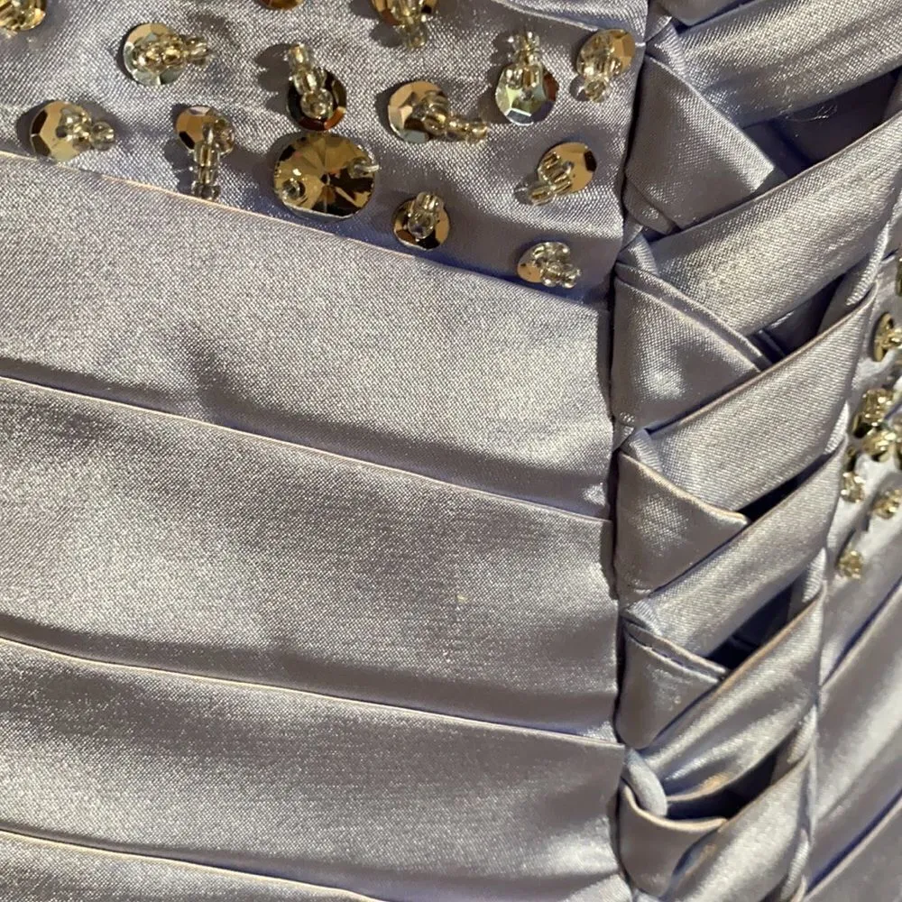 Women’s Strapless Lilac/Silver Formal Prom Party Dress Corset Back Size 16 *READ - Image 9