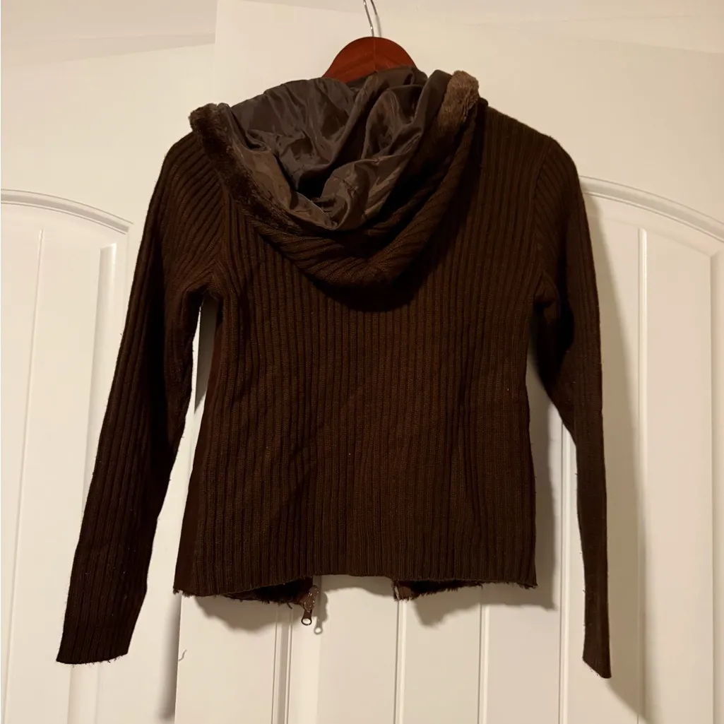 Y2K Cozy Brown Teddy Jacket with Hood Size M - Image 6