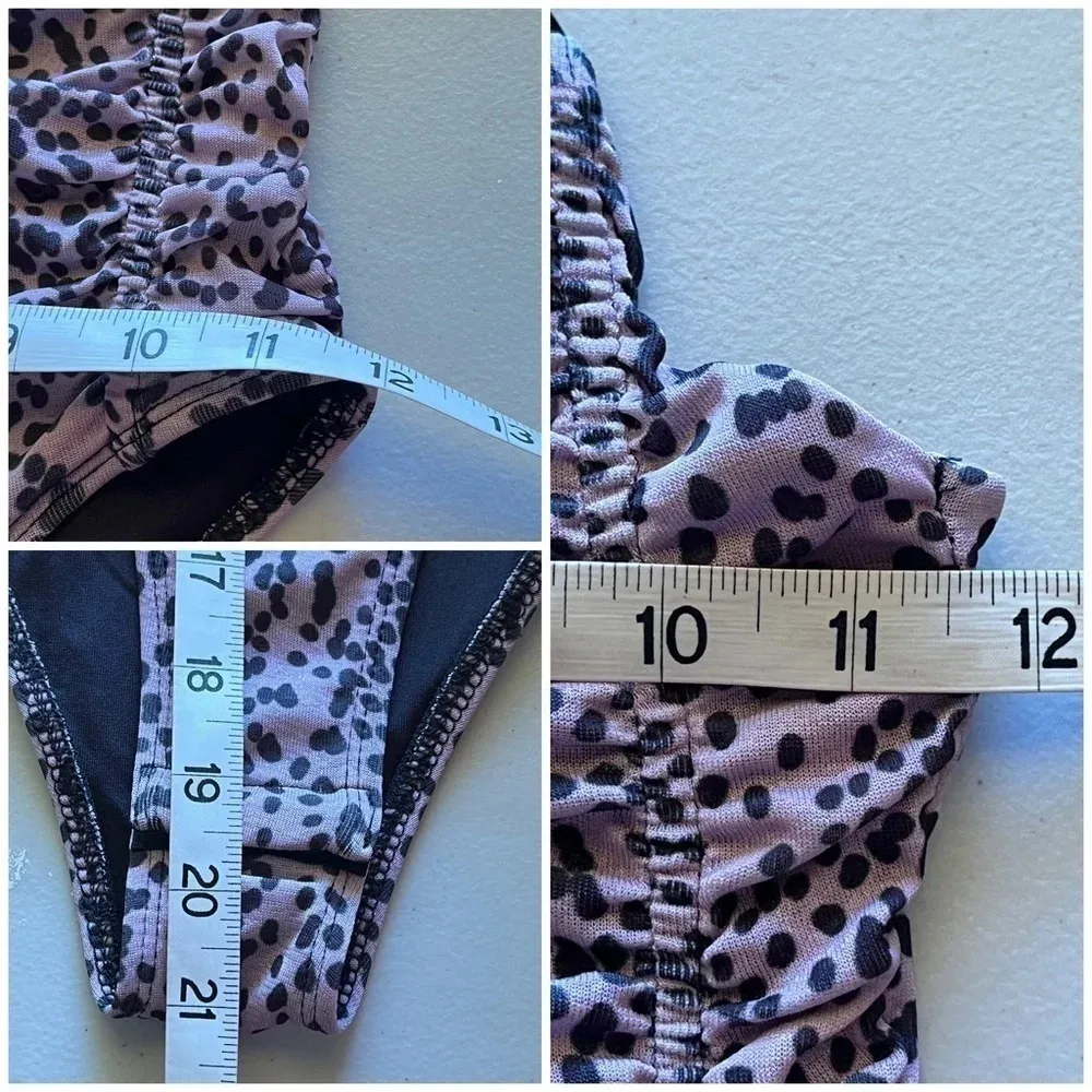 Topshop womens purple black leopard strappy bodysuit snap closure 6 - Image 5