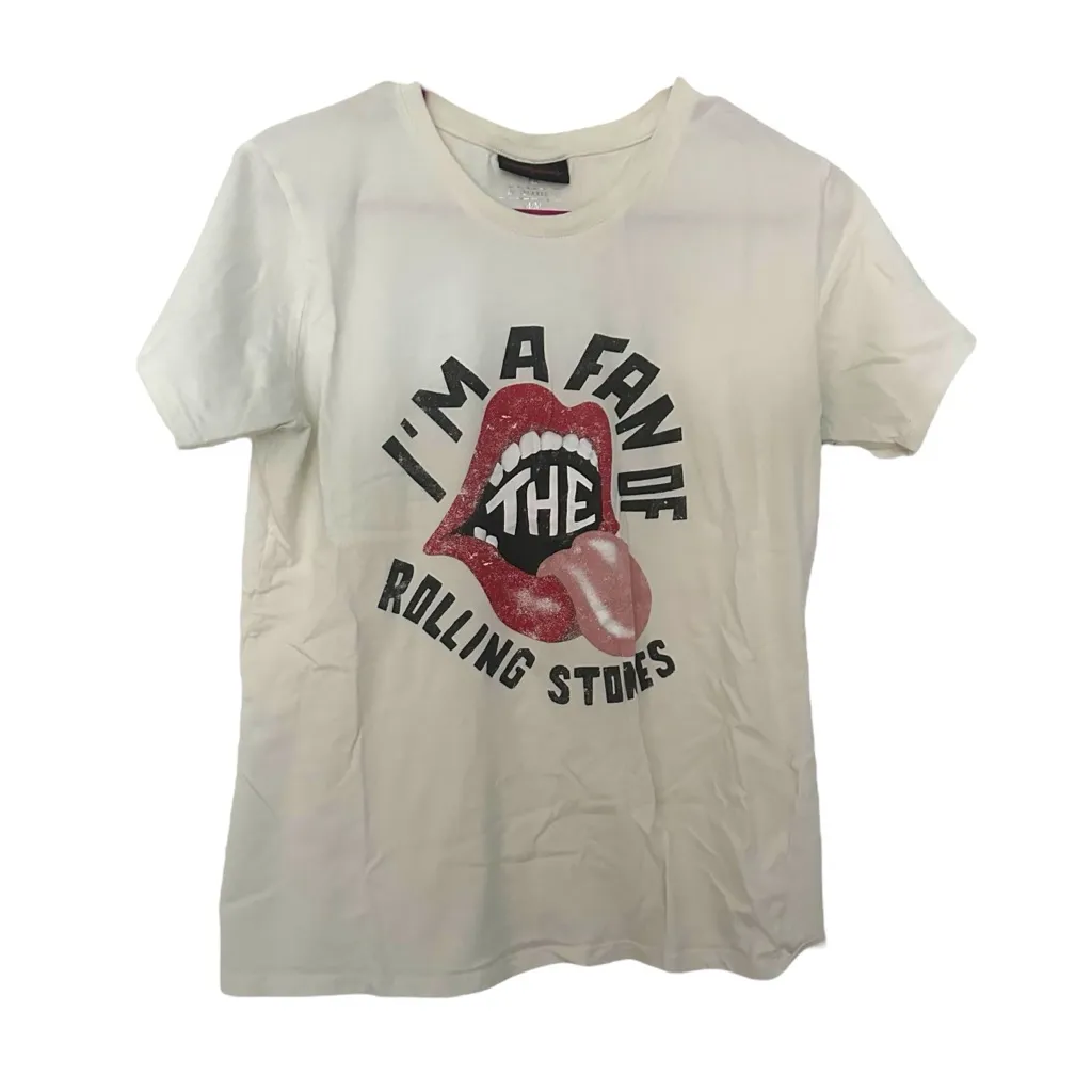 The Rolling Stones Women’s Relaxed Graphic Band T-Shirt Ivory Size Medium - Image 1