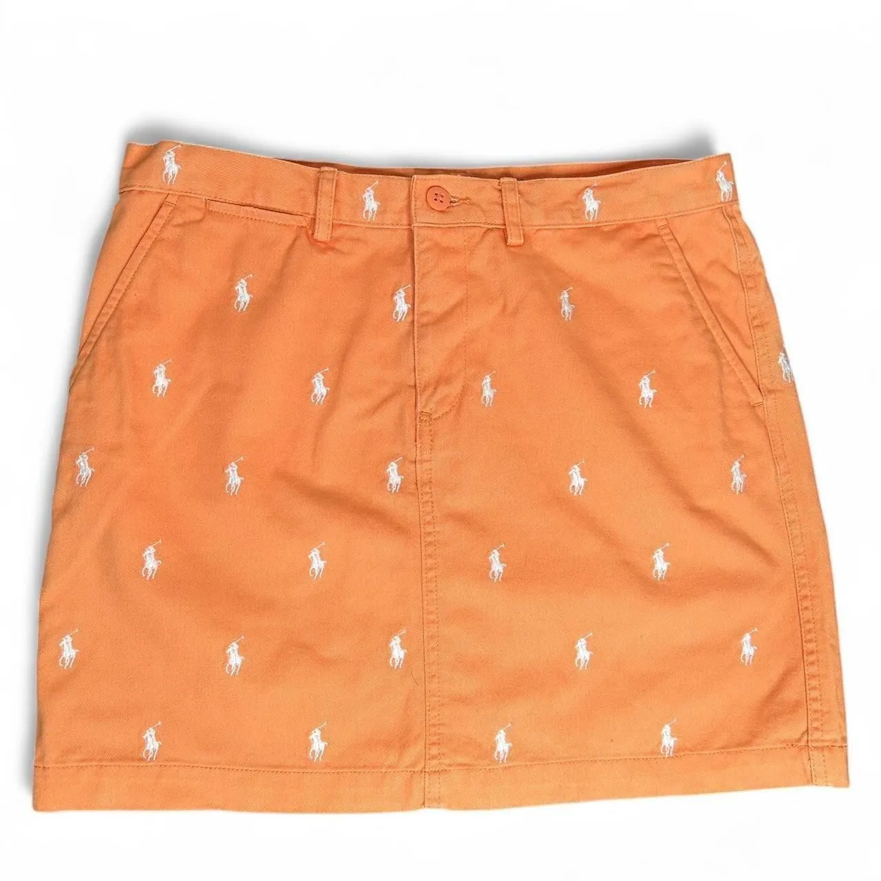 Orange Ralph Lauren sport mini  skirt with white embroidered pony print - Image 2