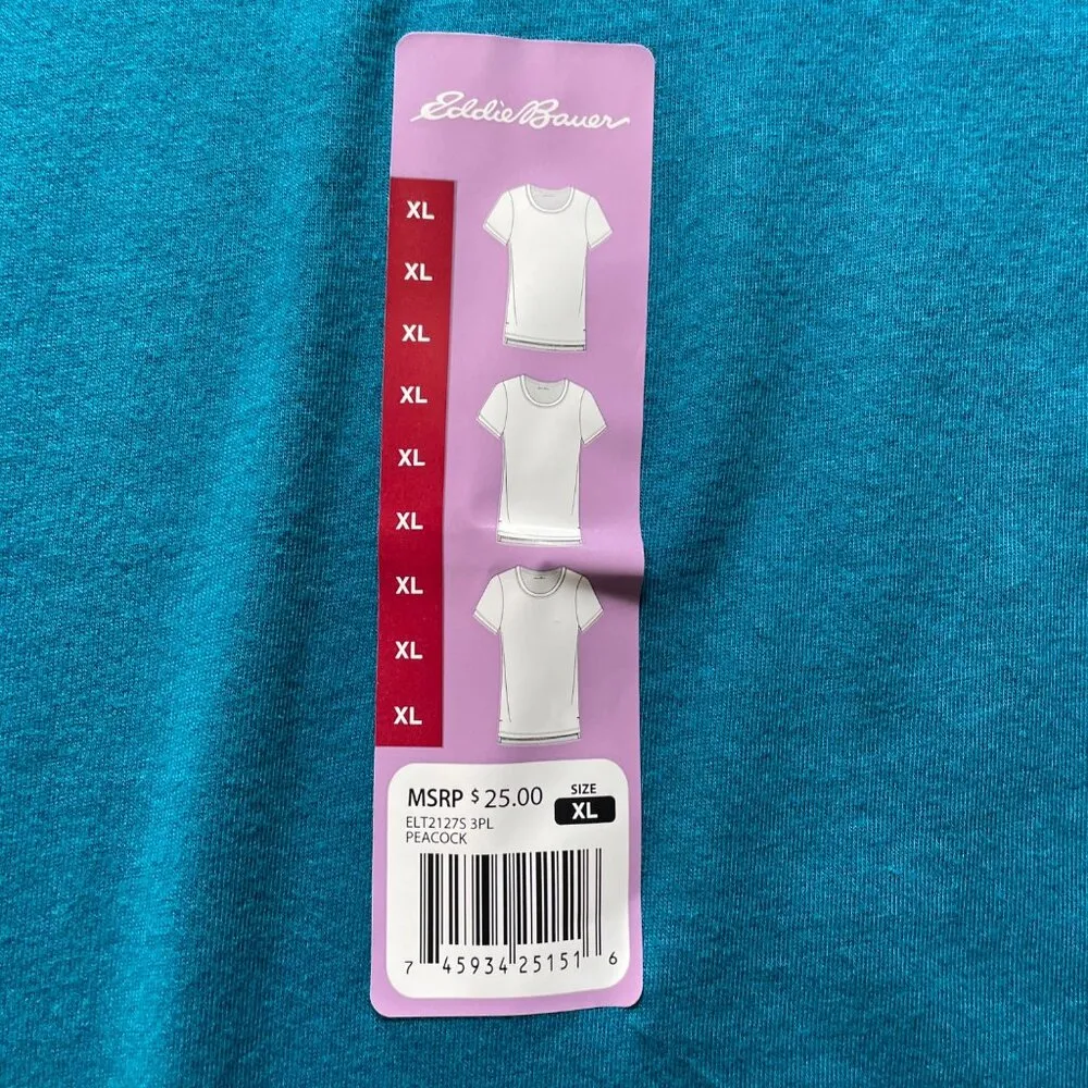 Eddie Bauer Womens Short Sleeve Soft T Shirt Tee Side Slits XL Blue u - Image 8
