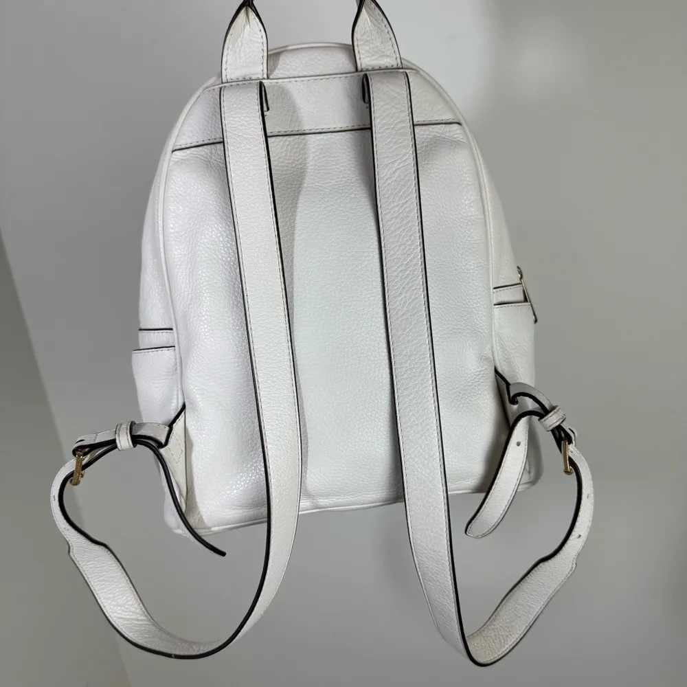 Michael Kors  Abbey Medium Studded Pebbled Leather Backpack in White - Image 5