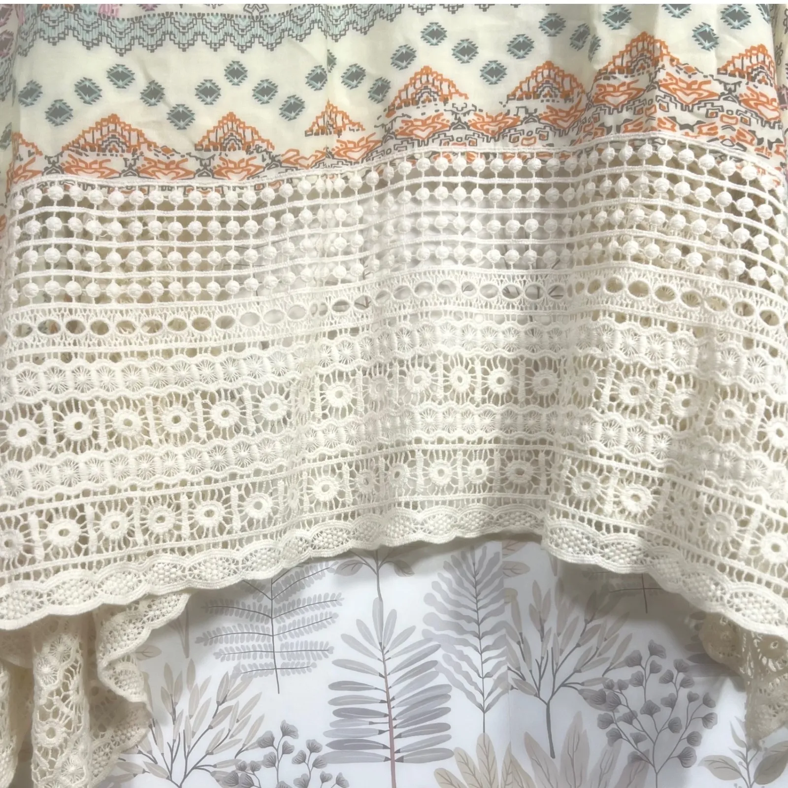 Umgee USA Boho Kimono Cardigan S/M Crochet Lace Trim Open Front Boho Cottagecore - Image 11