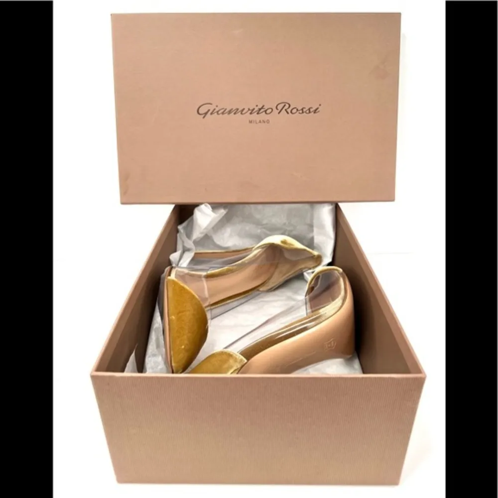 Gianvito Rossi Gold Plexi Velvet and Pvc Cap Toe Pumps Size 40.5 - Image 3