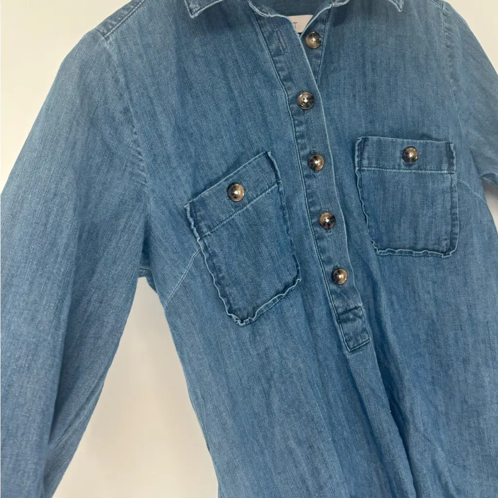 Loft Denim Chambray Collared Long Sleeve Dress - Image 2