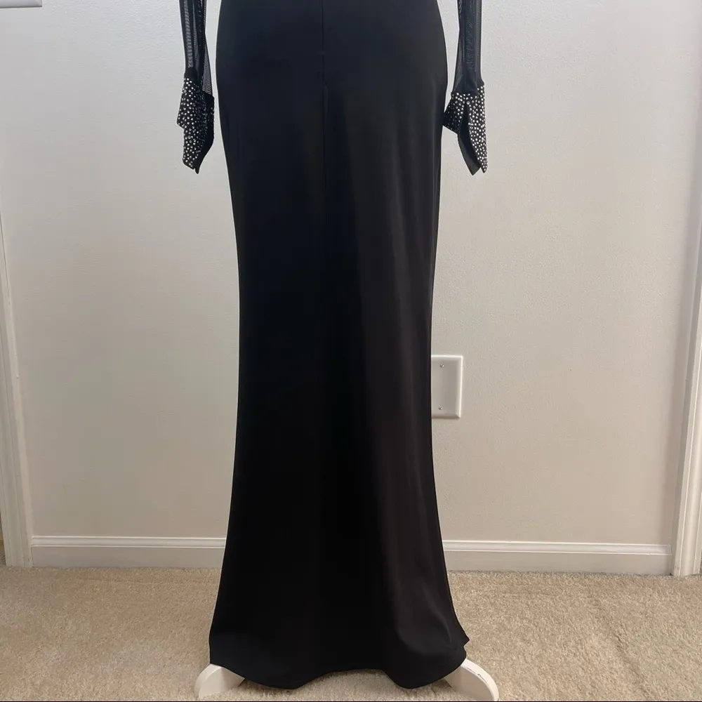 𝅺Nicole Bakti Sexy Form Fitted Sheer Mesh Rhinestones Gown Dress Gothic Fairy - Image 9