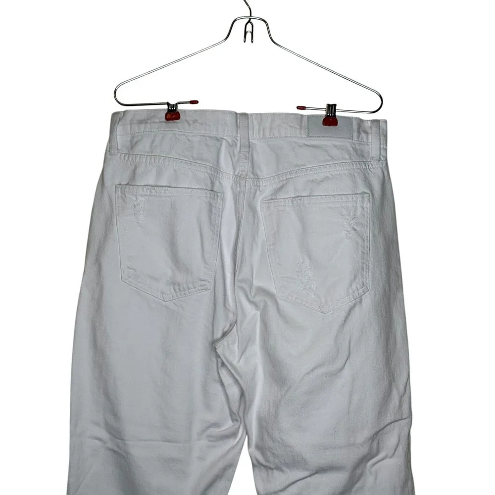 Pistola Women's Jeans Button Fly Ripped Baggy Fray Hem‎ Denim White Sz. 30 - Image 9