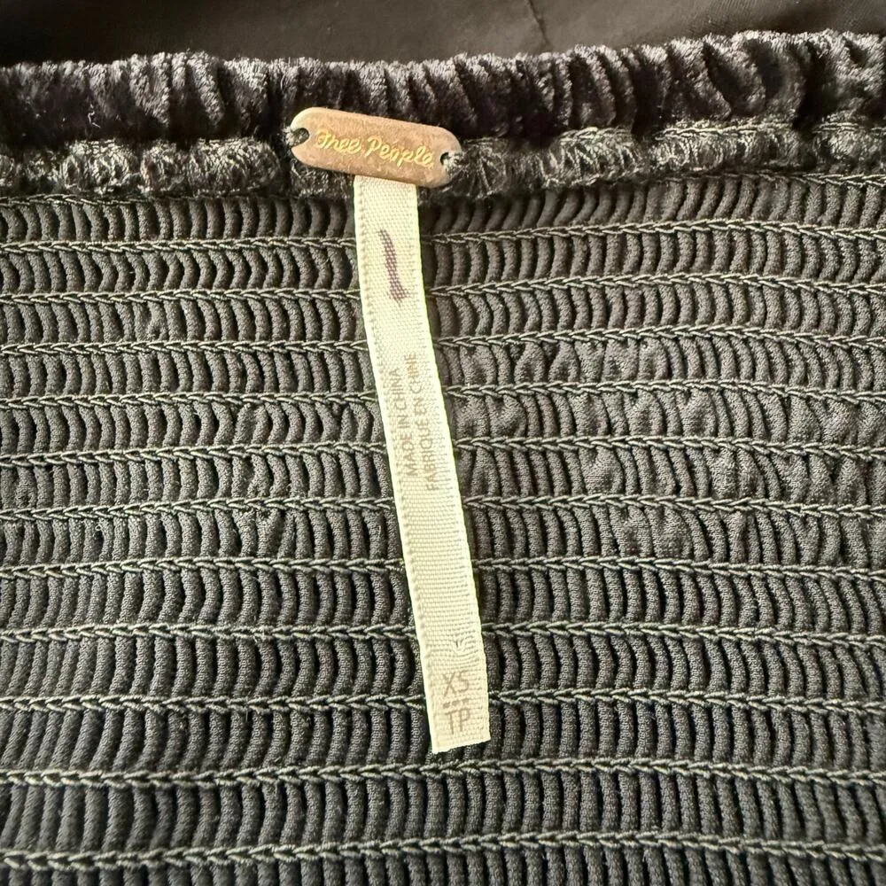 Free People corset velvet crop top floral embroidery boho XS - Image 5