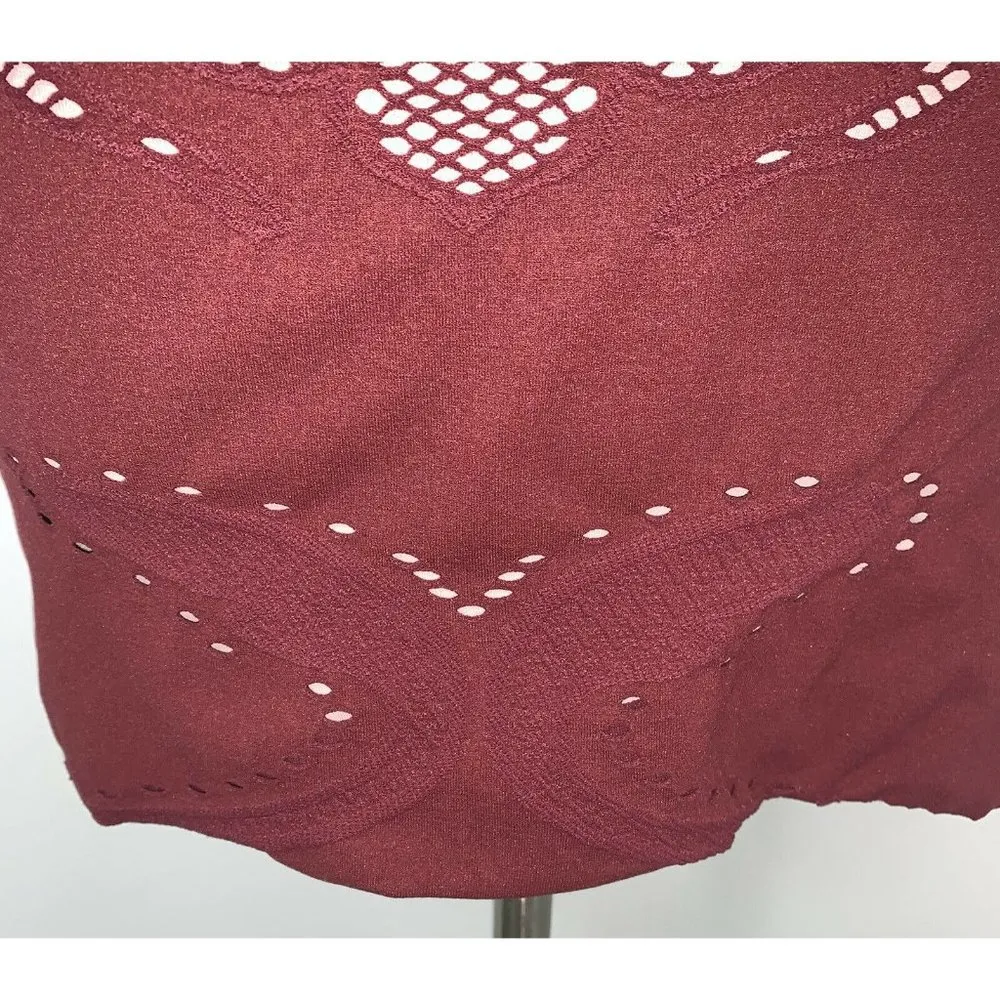 Intimately Free People Maroon Burgundy Bodycon Dress M L Long Sleeve Minidress - Image 3