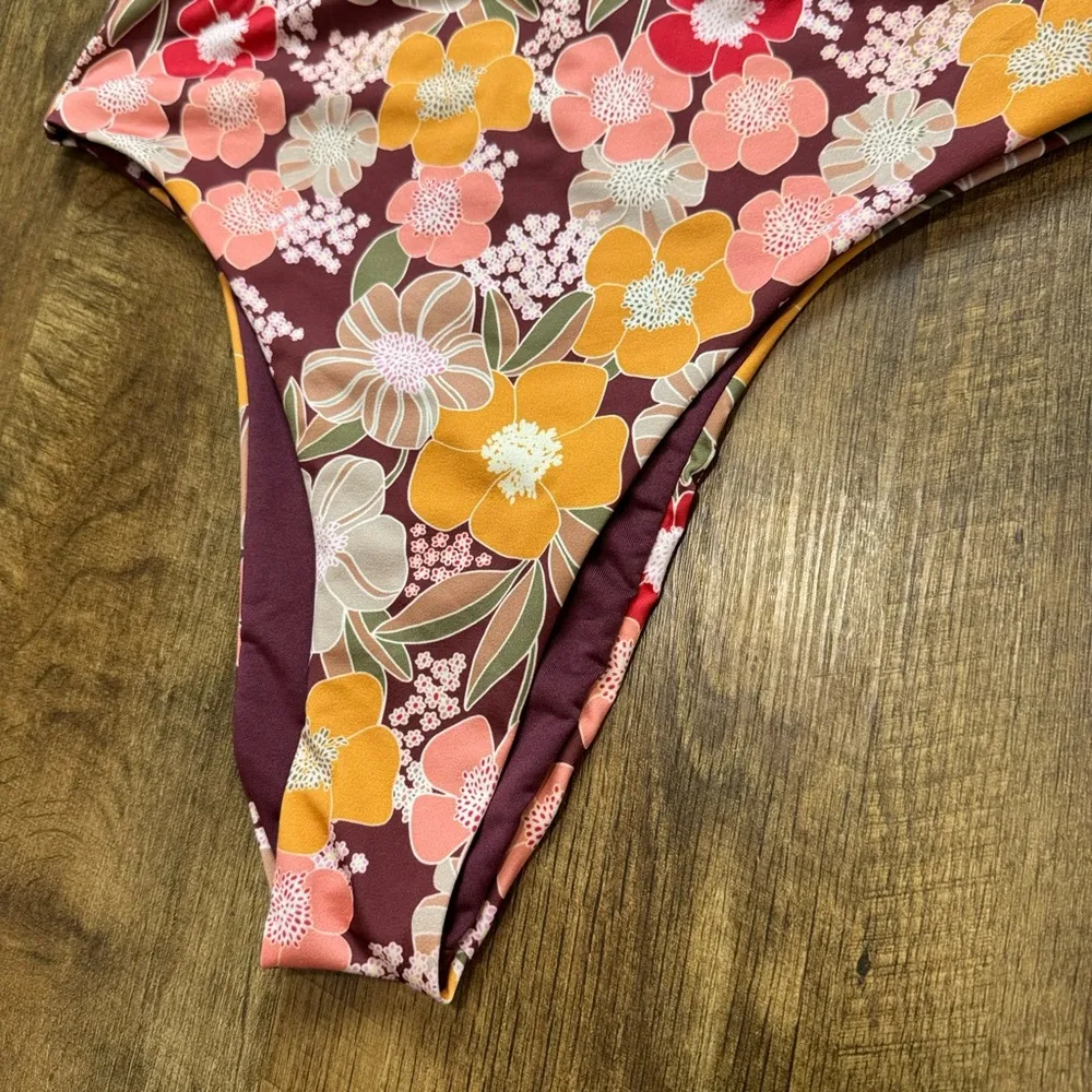 NWT ZARA Floral Print Bikini Bottoms Sz Large Cheeky High Rise - Image 4