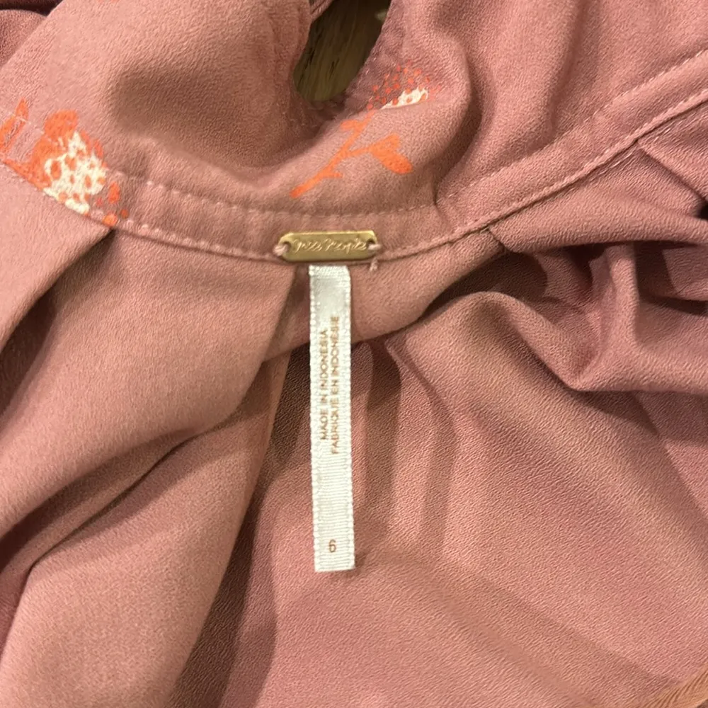 Free People Mauve Criss Cross Tie Back Floral Dress - Image 10