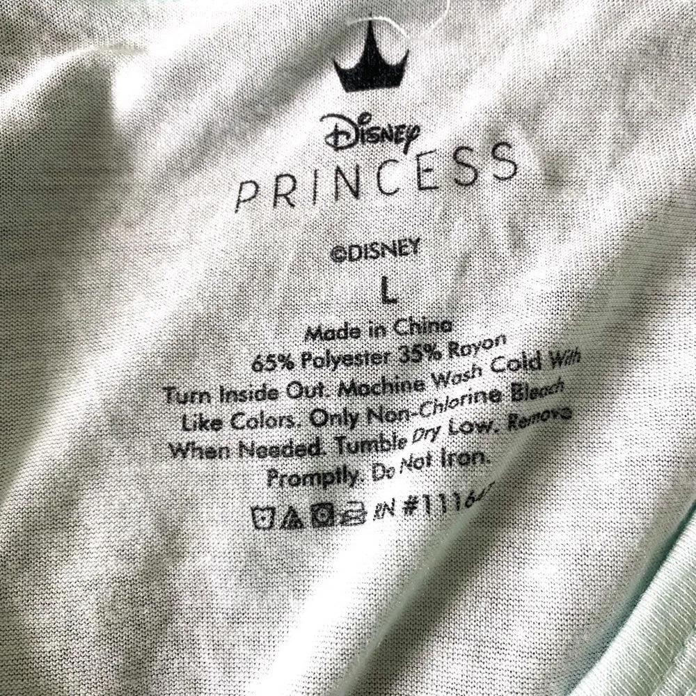 Disney Princess The Little Mermaid Blue Graphic Print Short Sleeve Shirt Large - Image 5