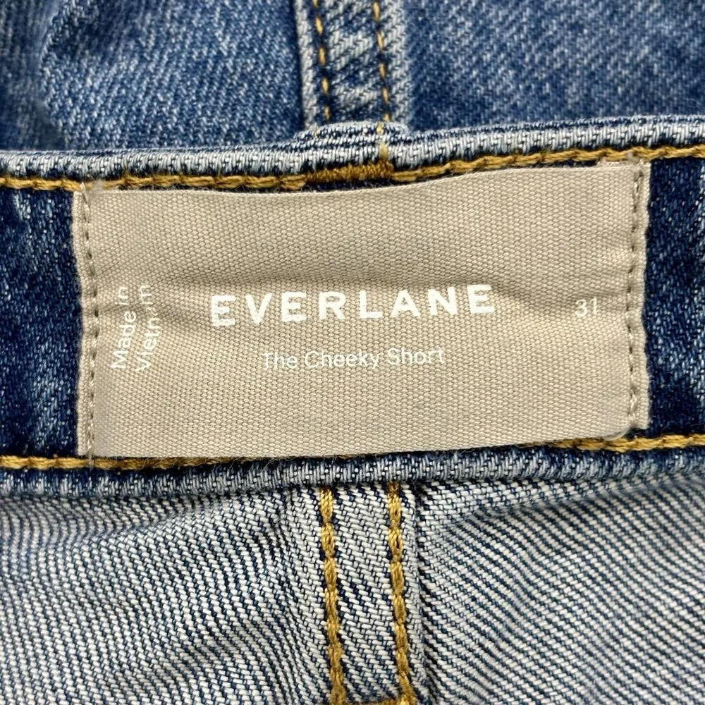 Everlane Women’s Size 31 Blue Organic Cotton Denim Cheeky Shorts - Image 3