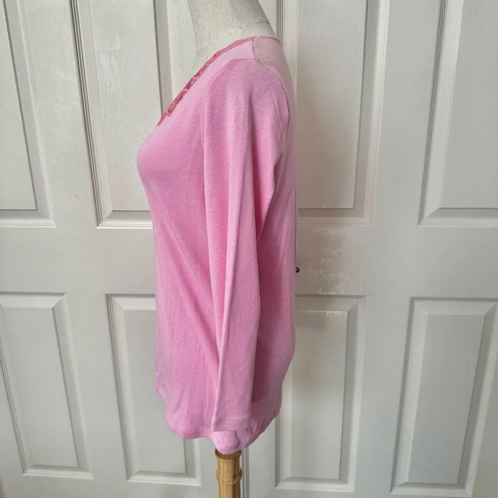 Jones New York pink lace trim long sleeved shirt - Image 8