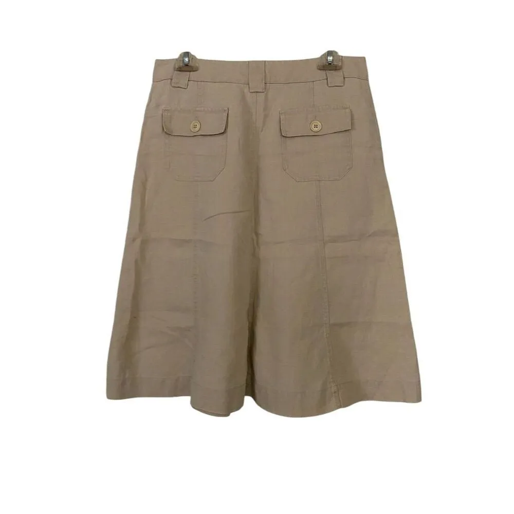 Eddie Bauer A Line Linen Midi Skirt Tan Size 6 Minimalist•Old Money•Coastal - Image 2