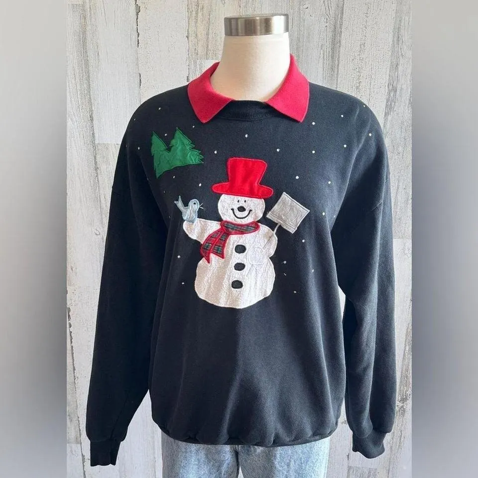 Vintage Snowman Sweatshirt XL Double - Image 7