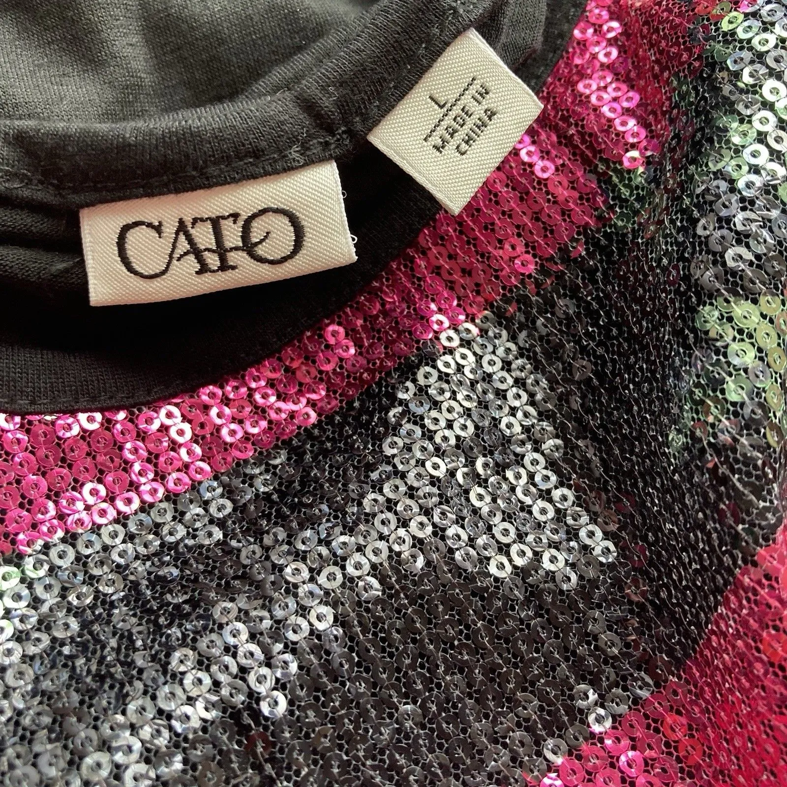 Sequin Party Top L Floral Sheer Shimmer Blouse NYE New Years Sparkle Whimsigoth - Image 12