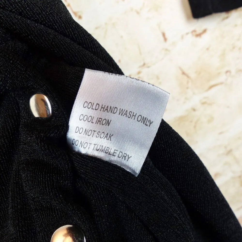 Princess Polly Elody Dress Women US 4 S Black Mini Button Stretch Bodycon Goth - Image 13