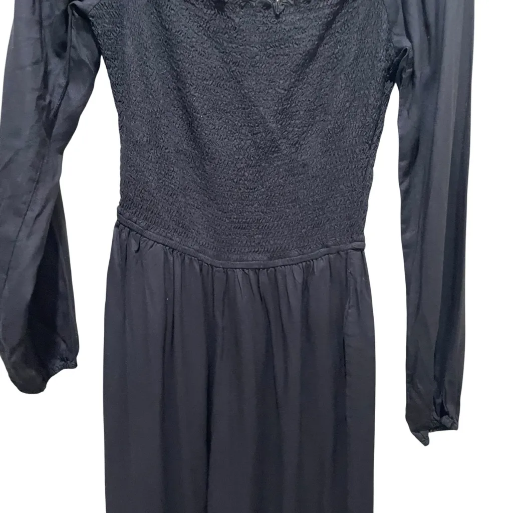 Hollister Smocked Long Sleeve Jumpsuit Solid Black Women’s Size Medium - Image 4