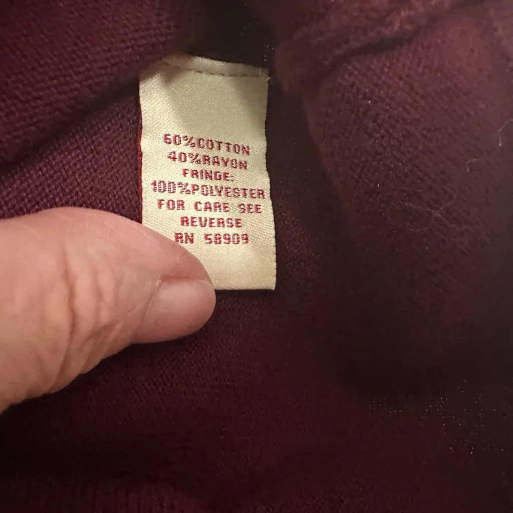 Reba Holiday Gems Merlot Sweater Small Tassel Keyhole‎ Front Studded NWT - Image 6