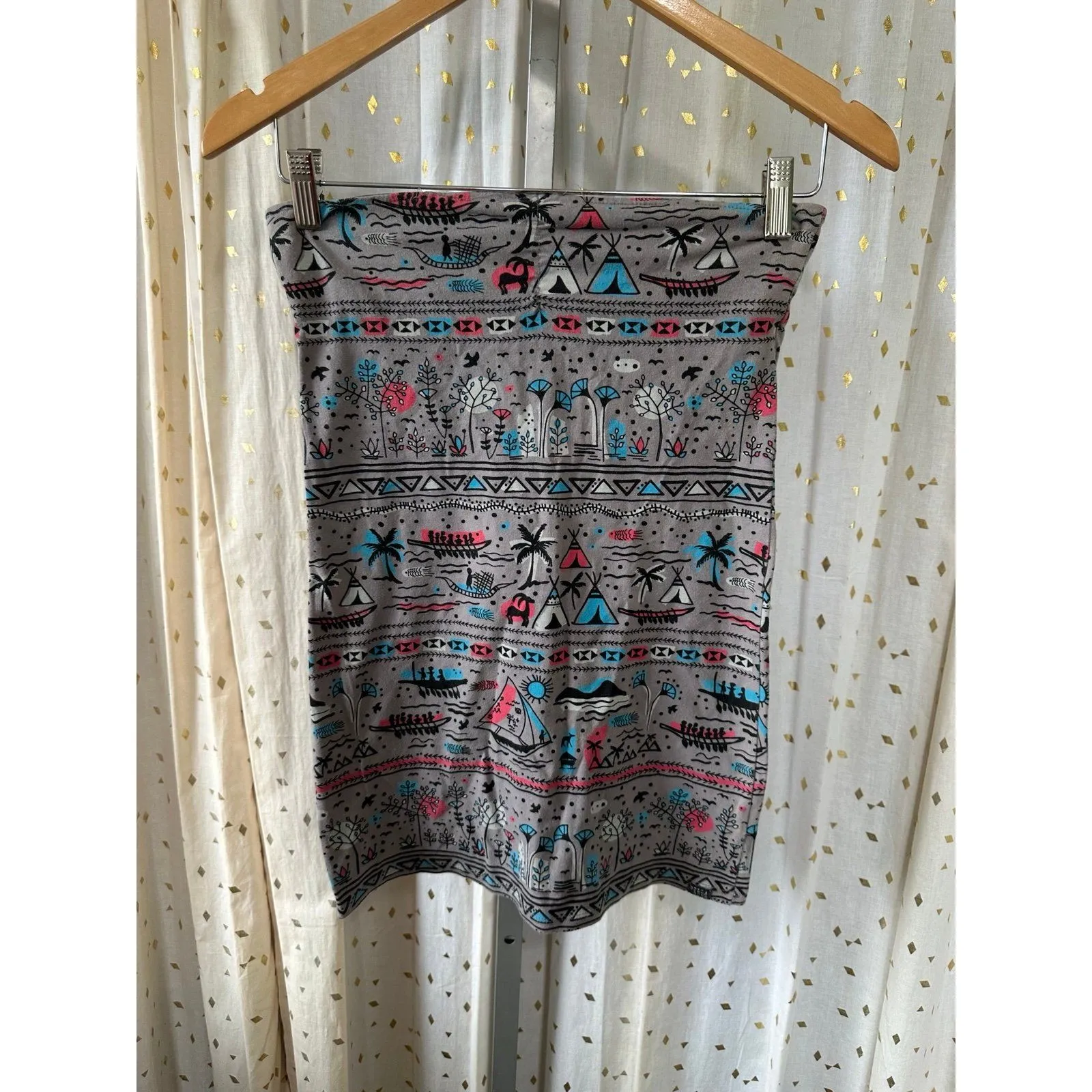 Billabong Juniors Vintage Y2K Native American Inspired Long Tube Bandeau Top S - Image 2