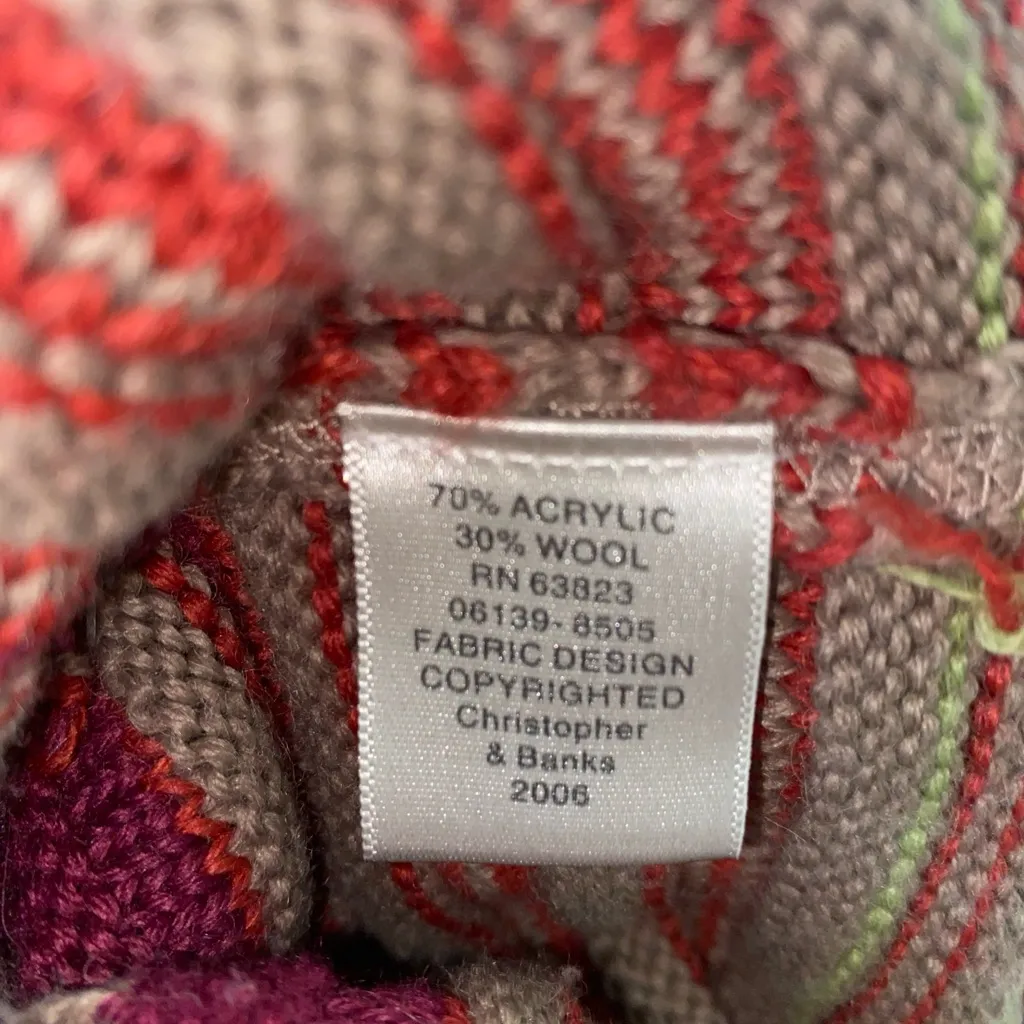 Christopher & Banks Wool Blend Color Block Chunky Knit Cardigan Sweater Sz S - Image 15