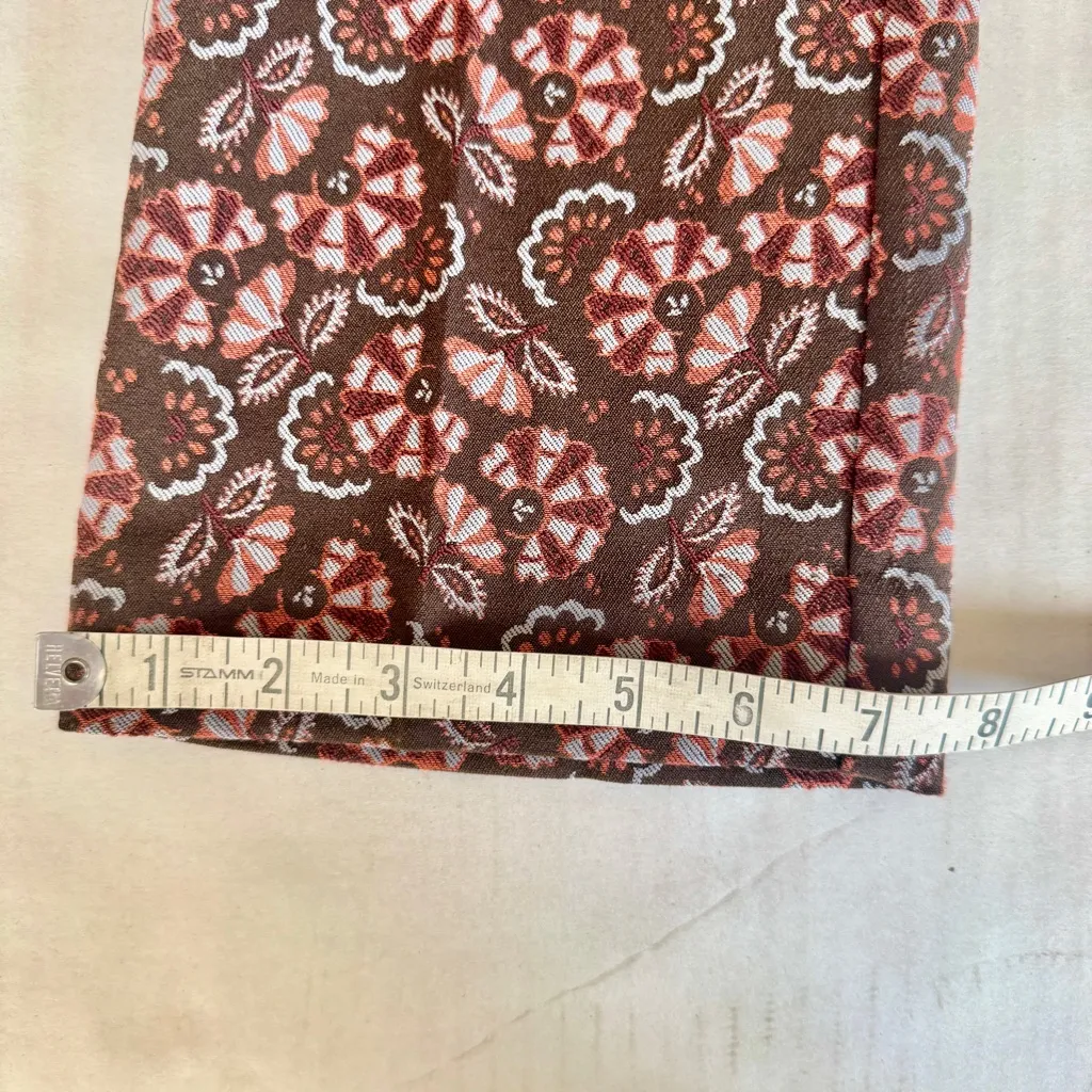 NWT Anthropologie The Essential Slim Straight Trousers  Brown Brocade Print sz 6 - Image 13