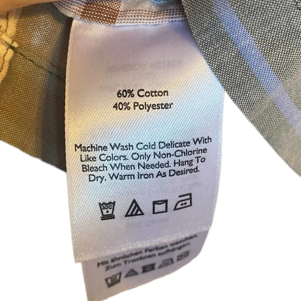 Eddie Bauer Gray and Tan Plaid Short Seeve BLouse Size 2XL - Image 5