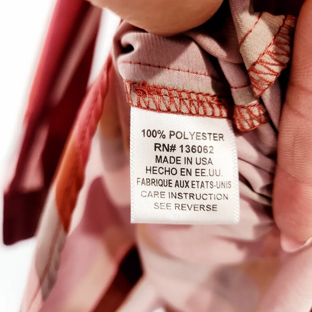 Lavender Brown Striped Button Up Long Sleeve Retro 70's Style Shirt Sz M - Image 7