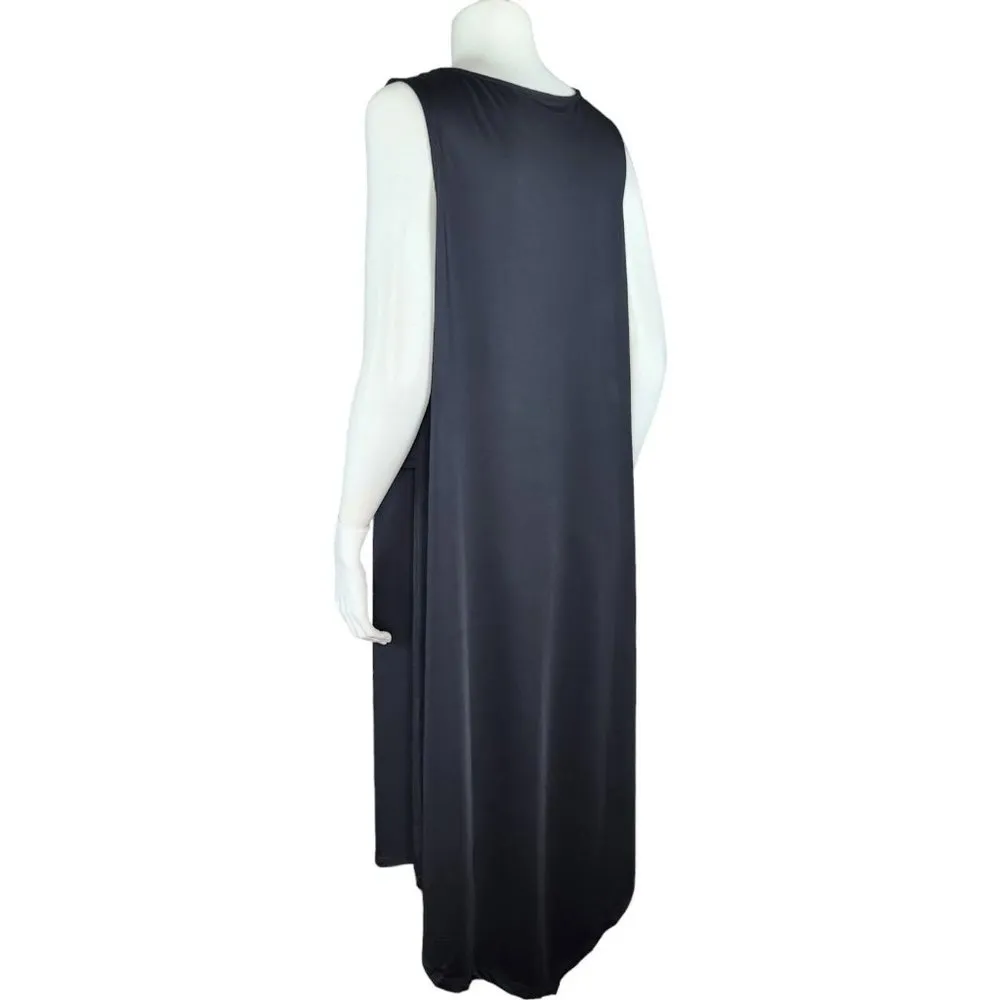 Cuddl Duds Silky Tank Dress Asymmetrical Overlay Womens Small Black Midi NWOT - Image 7