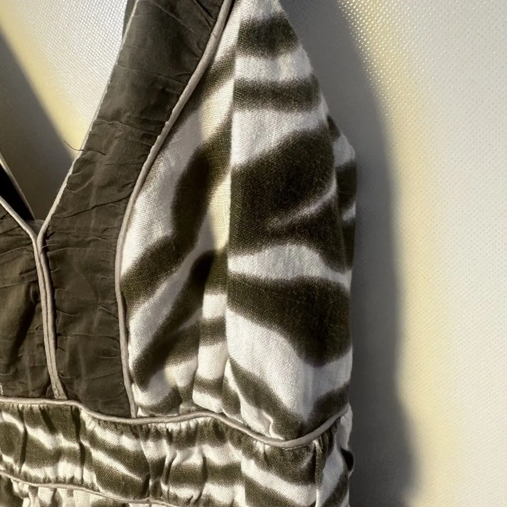 Banana Republic Dress Womens 4 Green Gray Organic Linen Pencil Party Sun… - Image 2