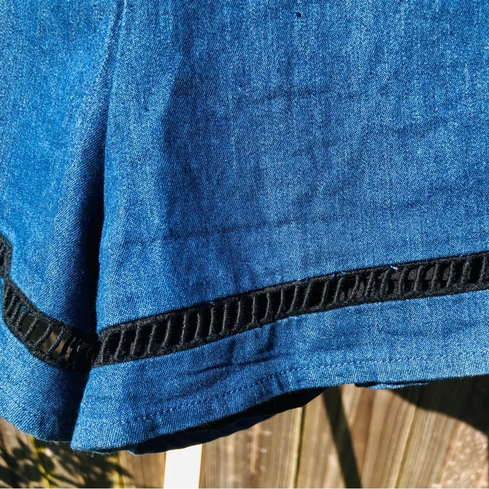 English Laundry jean ruffle romper Large Blue - Image 3