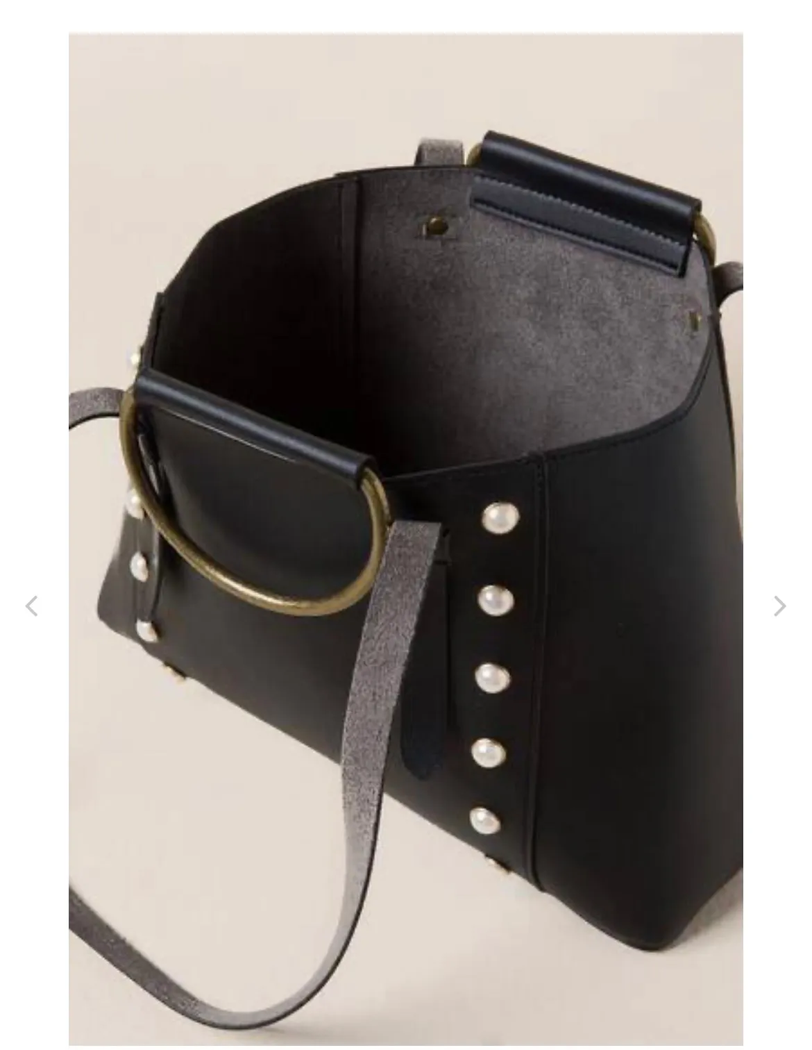 Vegan Leather Pearl Jillian Mini Tote Bag Black - Image 5