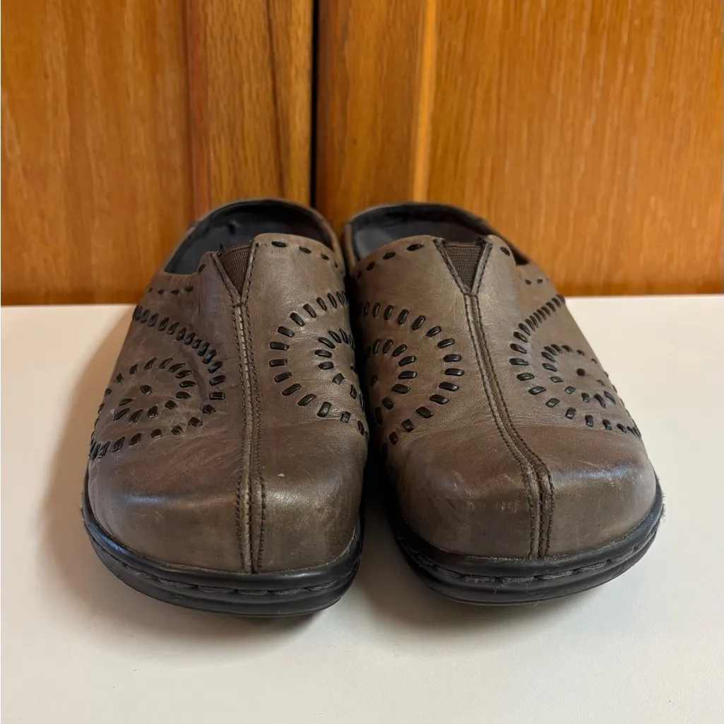 Klogs F7 Brown Leather slip on platform mules shoes clogs Size 8.5 - Image 3