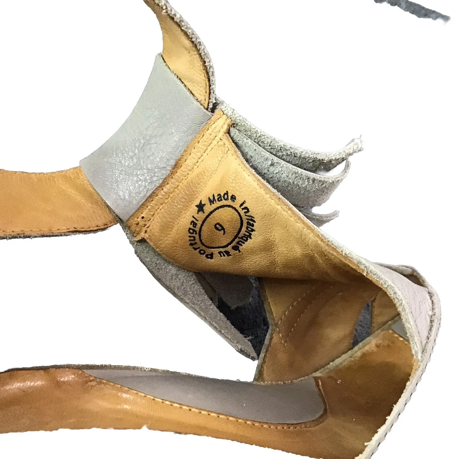 John Fluevog Rules Goodall Grey Womens Size 9‎ Platform Sandals Made in Portugal - Image 8