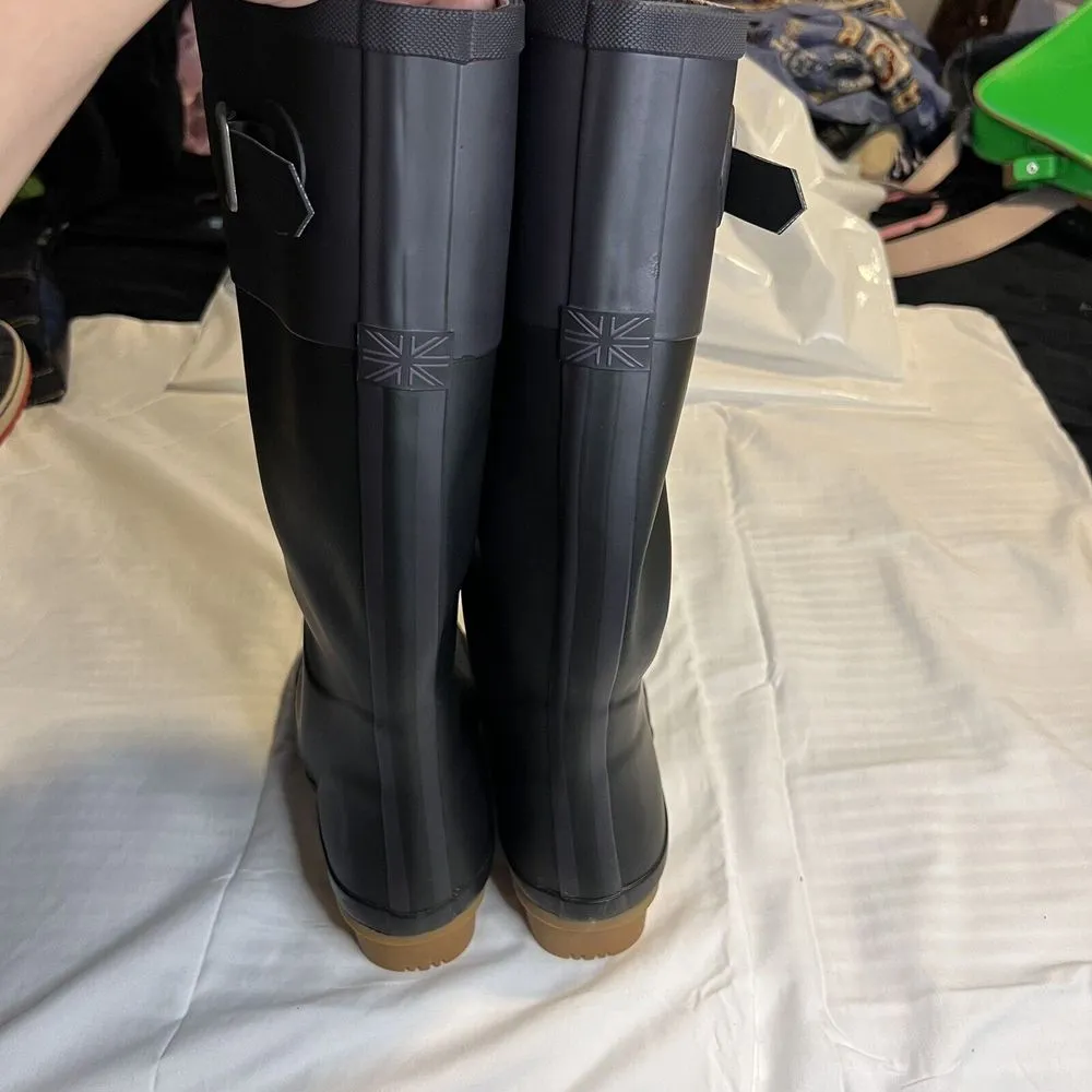 Joules Evedon Tall Rain Boots US 7‎ Navy Blue Matte Waterproof - Image 7