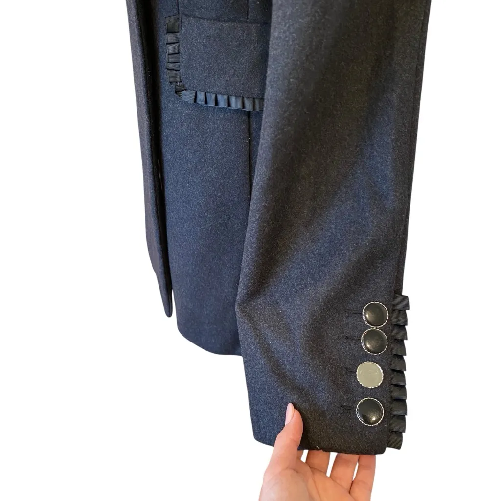 Betsey Johnson Wool Longline Coat In Dark Grey Size 8 - Image 8