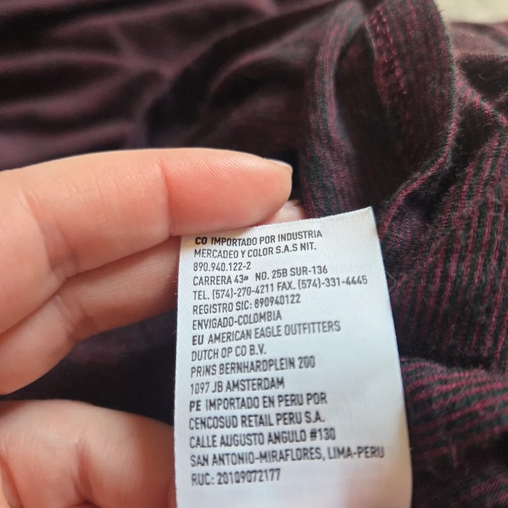 American Eagle Red And Black Striped Soft And Sexy Slub Long Sleeve Top - Image 8