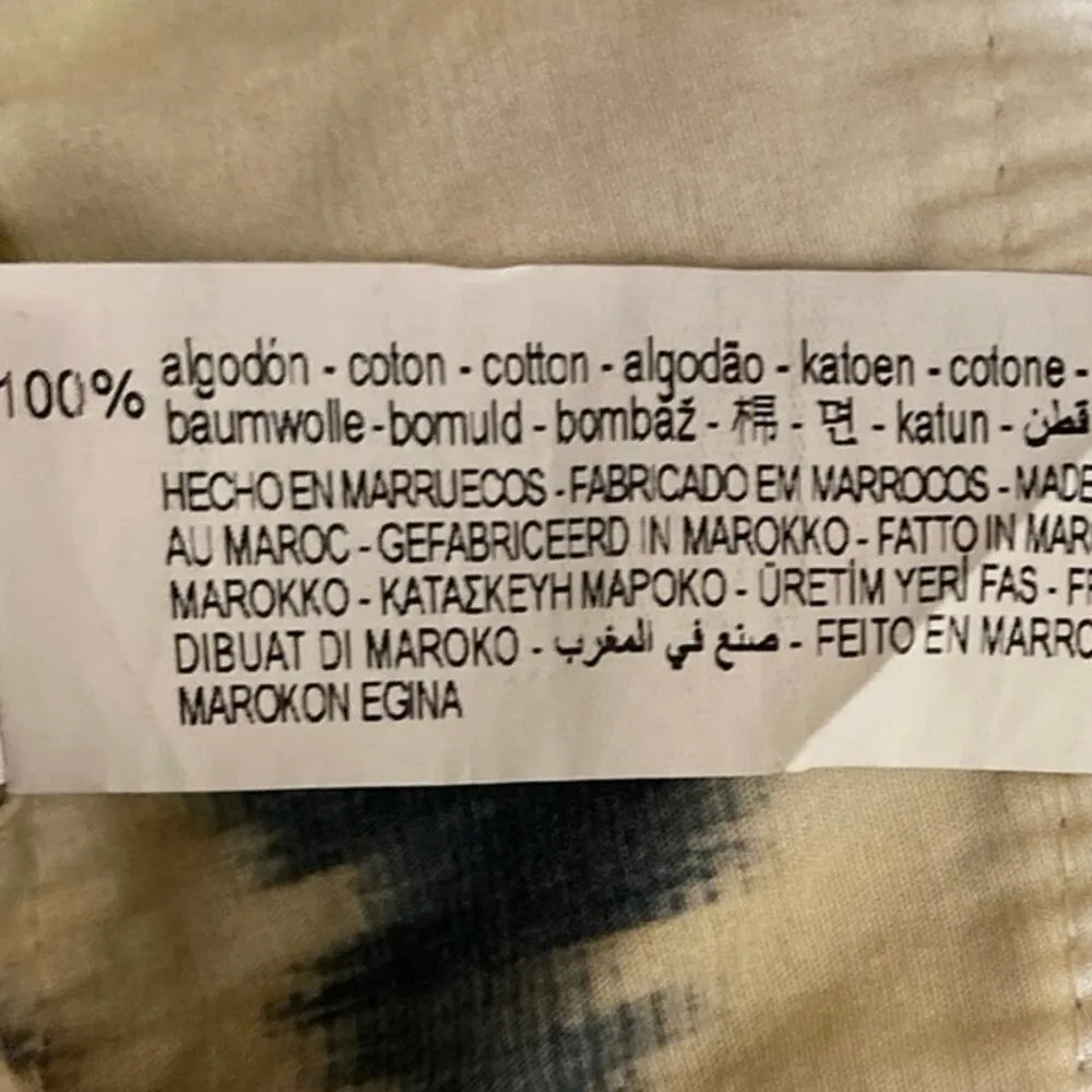 Zara White Blue Aztec Print High Waist Wide Leg Belted Tie Waist Trouser Pants M - Image 6