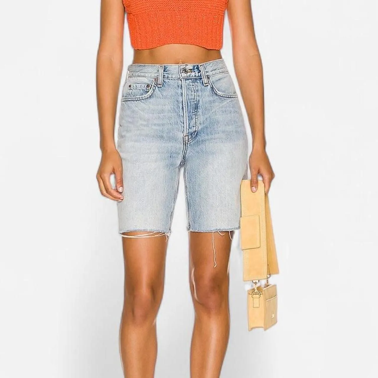 GRLFRND x Revolve Quinn High Rise 90s Distressed Jorts – Light Wash (26) - Image 7