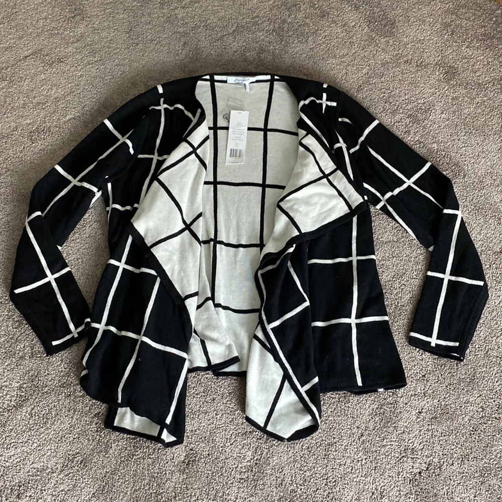 Foxcroft  April Windowpane Waterfall Open Front Cardigan SIZE XL - Image 2