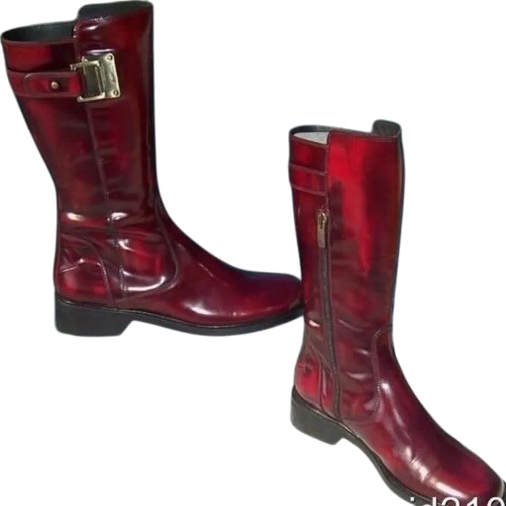 Donald Pliner Peace RED Polished Calf Boot Shoe Riding Boot New Couture $495 NWT Size 6 - Image 5