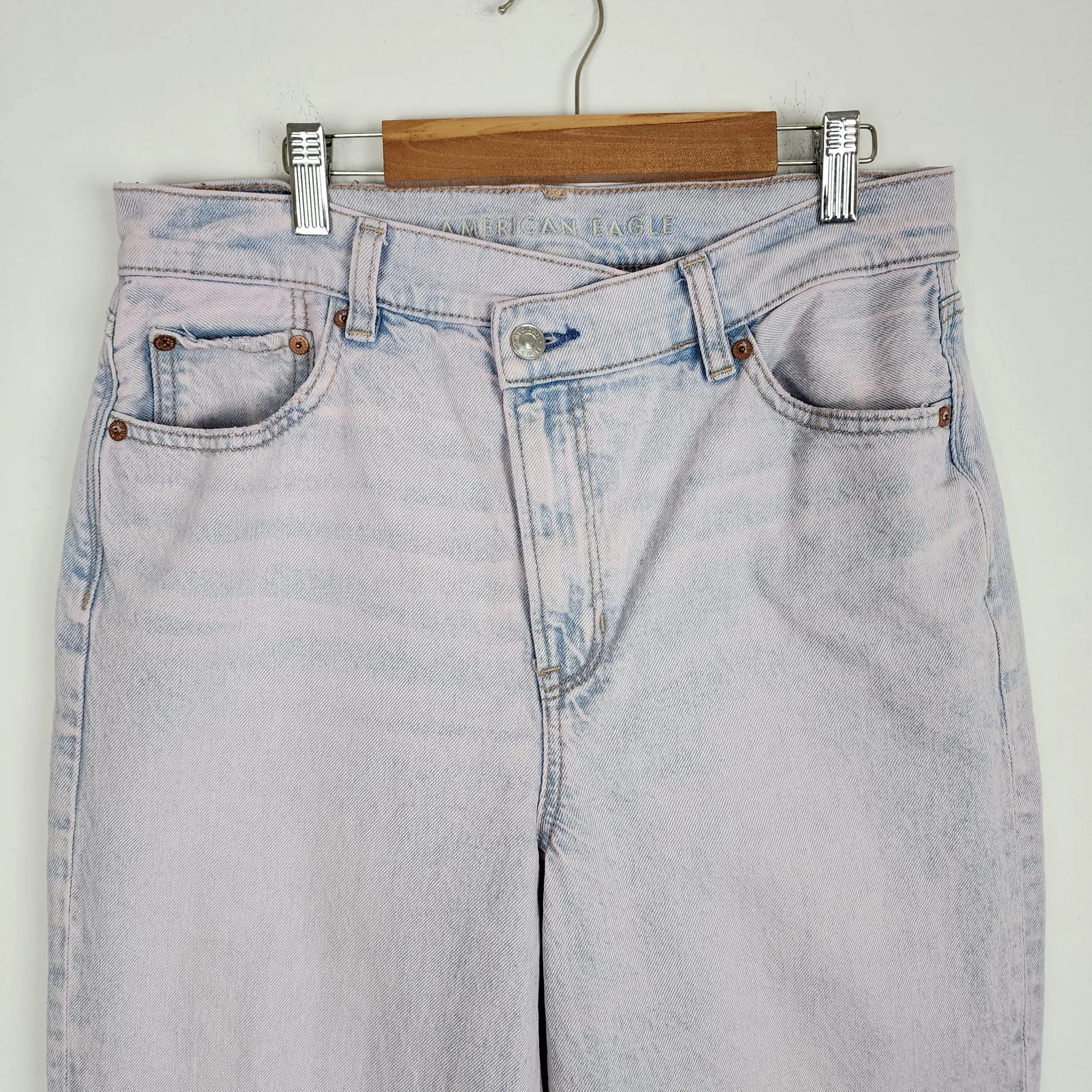 American Eagle Strigid Highest Crossover Waist Baggy Straight Jean Light Pink 10 - Image 5
